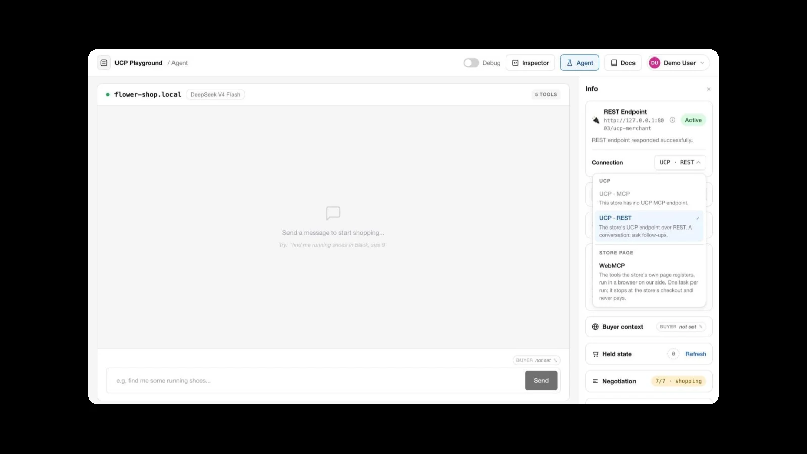 Shop through the store page: WebMCP runs in Playground 0.22.0